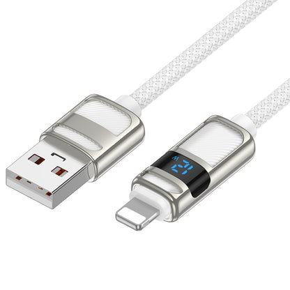 hoco U137 USB to 8 Pin Line 2.4A Charging Data Cable with Display, Length:1.2m(White) - Normal Style Cable by hoco | Online Shopping South Africa | PMC Jewellery | Buy Now Pay Later Mobicred