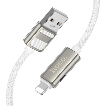 hoco U137 USB to 8 Pin Line 2.4A Charging Data Cable with Display, Length:1.2m(White) - Normal Style Cable by hoco | Online Shopping South Africa | PMC Jewellery | Buy Now Pay Later Mobicred