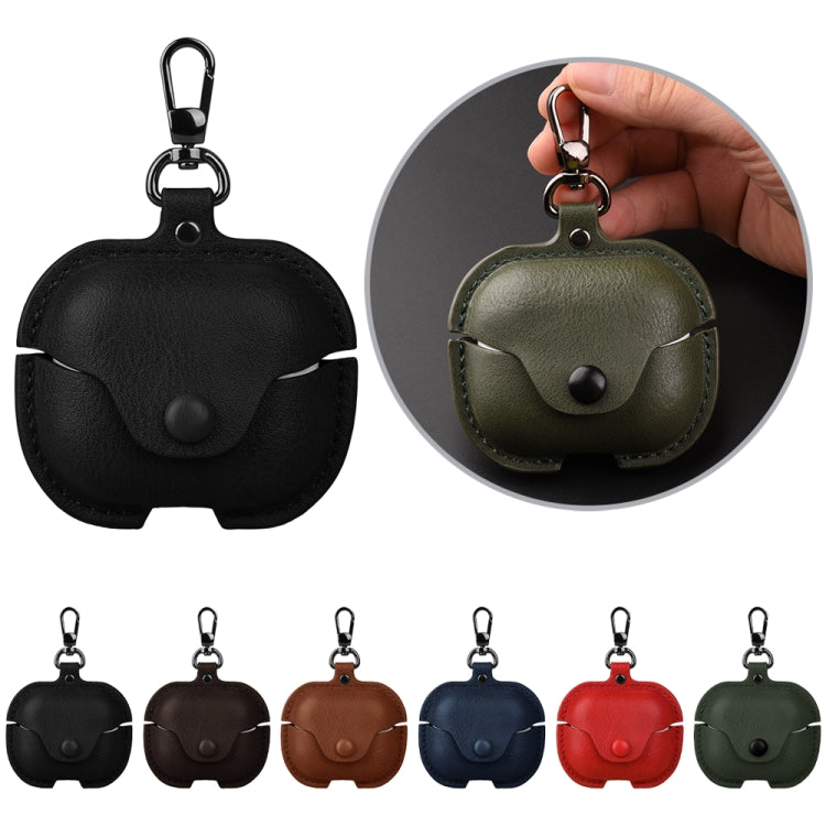 For Samsung Galaxy Buds 3 Business Leather Bluetooth Earphone Protective Case with Hook(Green) - free shipping - PMC Jewellery - Order now!