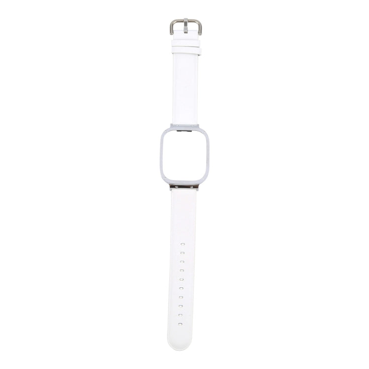 For Redmi Watch 3 Lite Metal Frame Integrated Genuine Leather Watch Band(White) - free shipping - PMc TechLife - Order now!