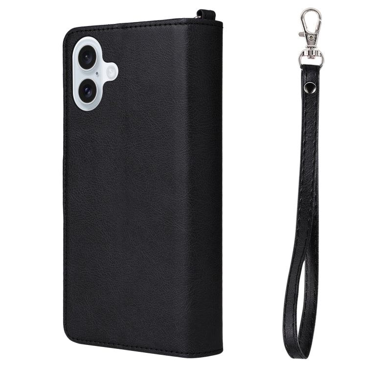 For iPhone 16 Plus Solid Color 2 in 1 Zipper Shockproof Phone Case(Black) - free shipping - PMC Jewellery - Order now!