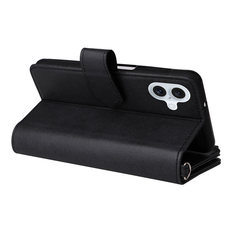 For iPhone 16 Plus Solid Color 2 in 1 Zipper Shockproof Phone Case(Black) - free shipping - PMC Jewellery - Order now!