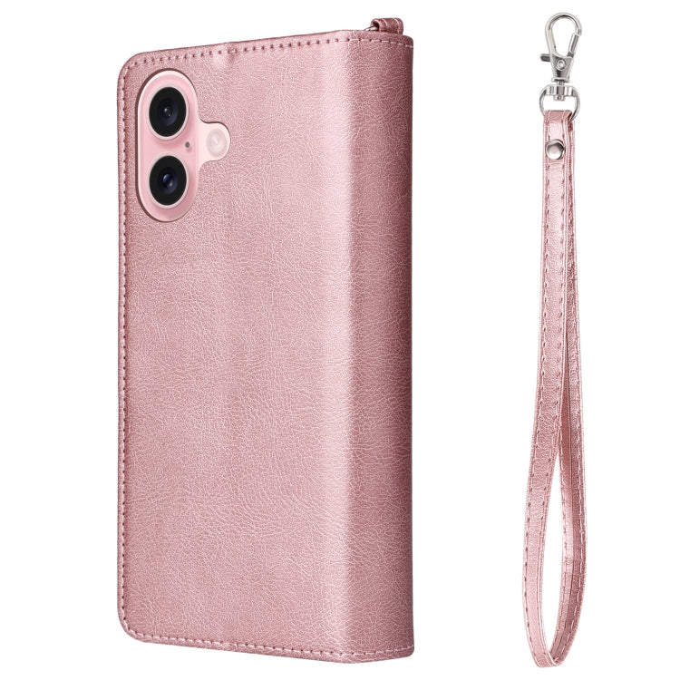 For iPhone 16 Solid Color 2 in 1 Zipper Shockproof Phone Case(Rose Gold) - iPhone 16 Cases by PMC Jewellery | Online Shopping South Africa | PMC Jewellery | Buy Now Pay Later Mobicred