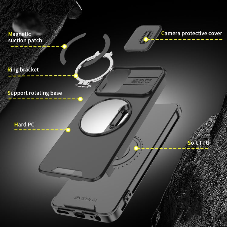 For Motorola Moto G 5G 2024 Sliding Camshield Ring Holder Phone Case(Orange) - Motorola Cases by PMC Jewellery | Online Shopping South Africa | PMC Jewellery | Buy Now Pay Later Mobicred