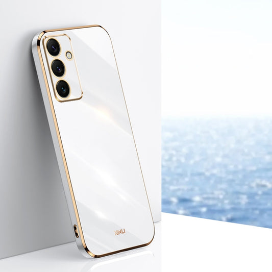 For Samsung Galaxy S24 FE 5G XINLI Straight 6D Plating Gold Edge TPU Phone Case(White) - Galaxy S24 FE 5G Cases by XINLI | Online Shopping South Africa | PMC Jewellery | Buy Now Pay Later Mobicred