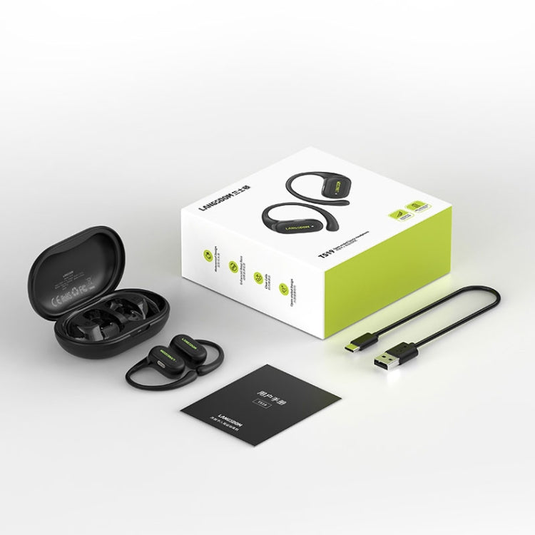 Langsdom TS19 Ear-mounted ENC Noise Reduction Wireless Bluetooth Earphone(Black Green) - Bluetooth Earphone by Langsdom | Online Shopping South Africa | PMC Jewellery | Buy Now Pay Later Mobicred