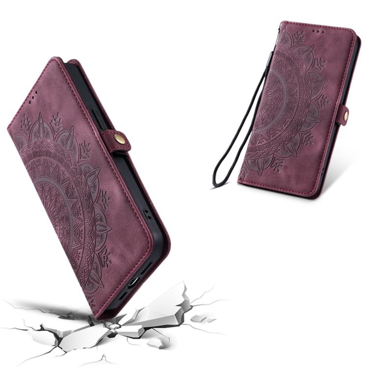 For iPhone 16e Skin Feel Totem Embossed Leather Phone Case(Wine Red) - free shipping - PMC TechLife - Order now!