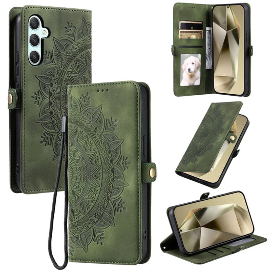 For Samsung Galaxy S25 5G Skin Feel Totem Embossed Leather Phone Case(Deep Green) - Galaxy S25 5G Cases by PMC Jewellery | Online Shopping South Africa | PMC Jewellery | Buy Now Pay Later Mobicred