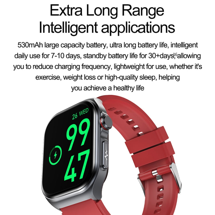 ET585 2.04 inch Silicone Strap IP68 Waterproof Smart Watch, Support ECG / Blood Composition Measurement(Red) - Smart Watches by PMC Jewellery | Online Shopping South Africa | PMC Jewellery | Buy Now Pay Later Mobicred