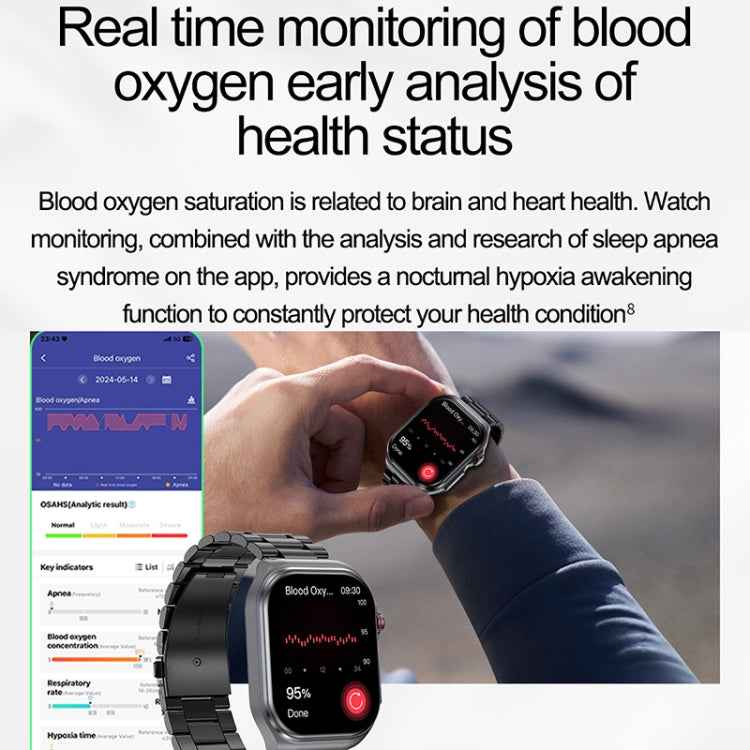 ET585 2.04 inch Silicone Strap IP68 Waterproof Smart Watch, Support ECG / Blood Composition Measurement(Blue) - Smart Watches by PMC Jewellery | Online Shopping South Africa | PMC Jewellery | Buy Now Pay Later Mobicred