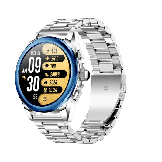 KC83 1.43 inch 1ATM Waterproof Smart Watch, Support Sedentary Reminder / Sleep Monitoring(Silver Steel Strap + Blue Leather Strap) - Smart Watches by PMC Jewellery | Online Shopping South Africa | PMC Jewellery | Buy Now Pay Later Mobicred