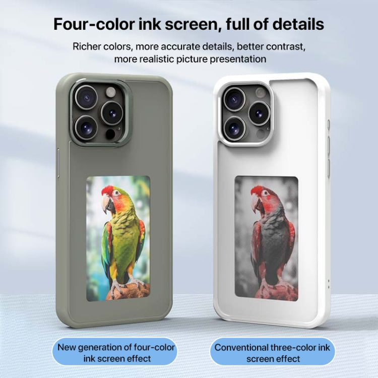 For iPhone 16 Four-Color E-ink Screen NFC DIY Phone Case(White) - iPhone 16 Cases by PMC Jewellery | Online Shopping South Africa | PMC Jewellery | Buy Now Pay Later Mobicred