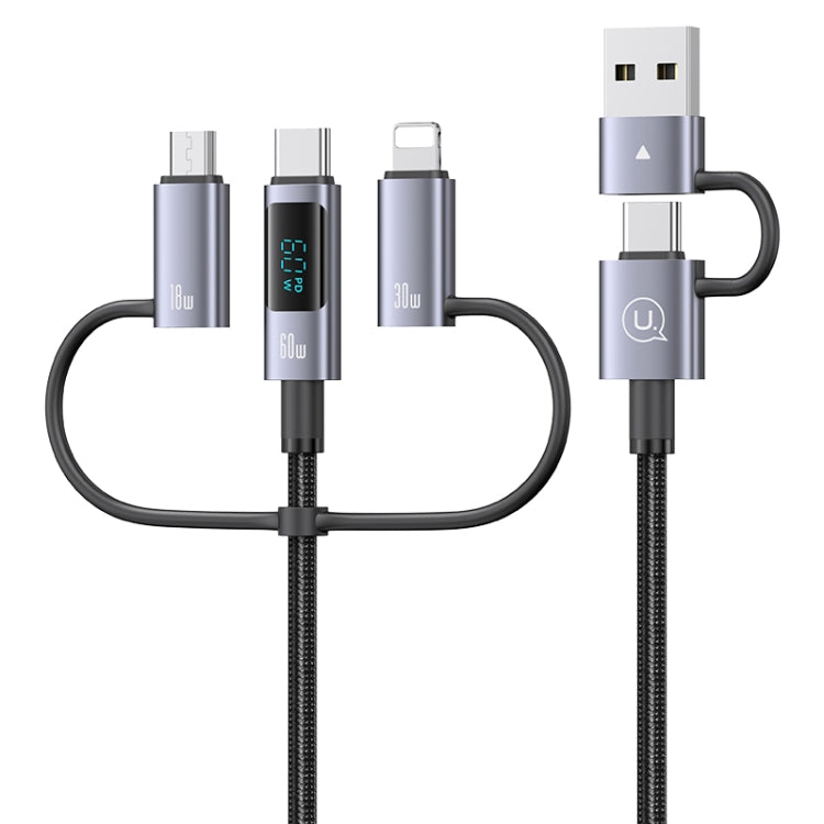 USAMS 60W 6 in 1 Digital Display Fast Charging Cable, Length:1.2m(Titanium Gray) - free shipping - PMC Jewellery - Order now!