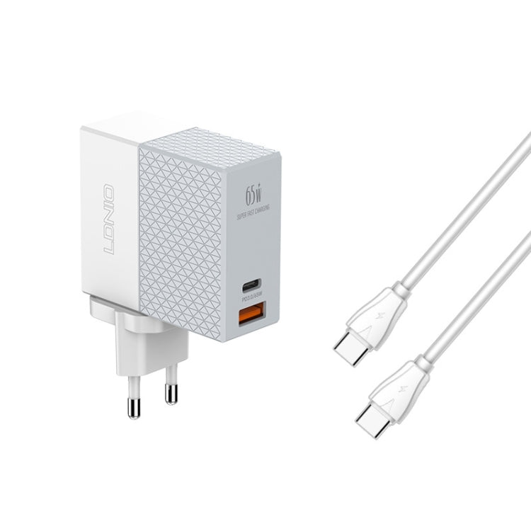 LDNIO A2620C PD3.0 65W USB Power Adapter Travel Charger with Type-C to Type-C Cable, EU Plug - USB Charger by LDNIO | Online Shopping South Africa | PMC Jewellery | Buy Now Pay Later Mobicred