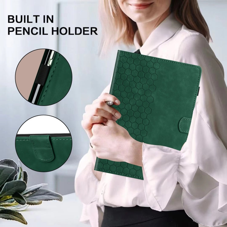 For Samsung Galaxy Tab S9 / S9 FE Honeycomb Embossed Leather Smart Tablet Case(Green) - Galaxy Tab S9 Cases by PMC Jewellery | Online Shopping South Africa | PMC Jewellery | Buy Now Pay Later Mobicred