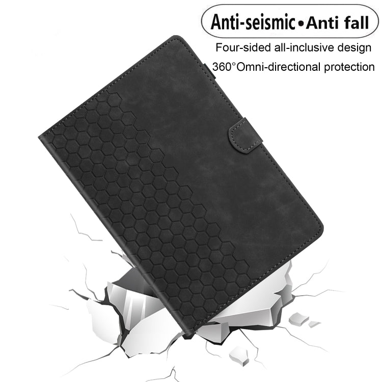 For Samsung Galaxy Tab S9 / S9 FE Honeycomb Embossed Leather Smart Tablet Case(Black) - free shipping - PMC Jewellery - Order now!