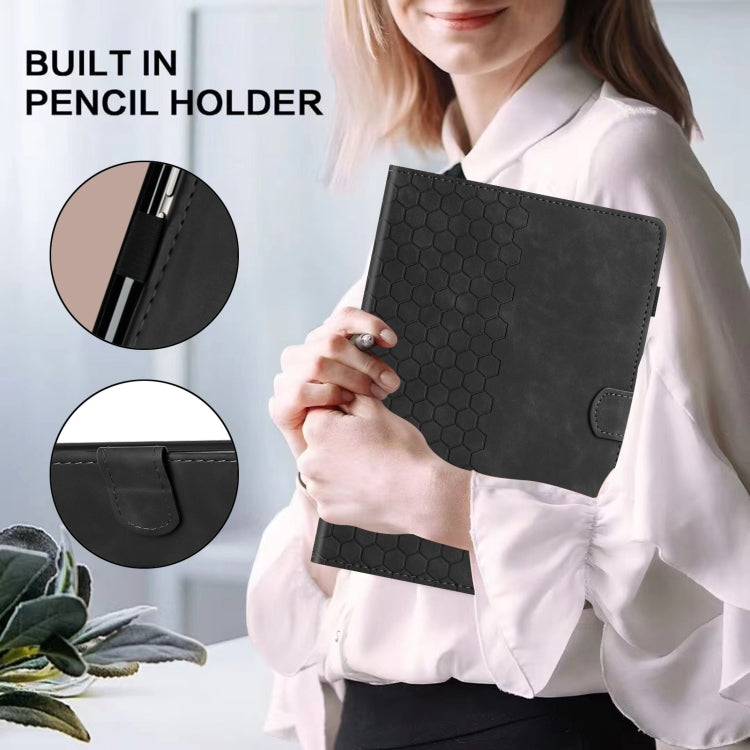 For Samsung Galaxy Tab S9 / S9 FE Honeycomb Embossed Leather Smart Tablet Case(Black) - free shipping - PMC Jewellery - Order now!