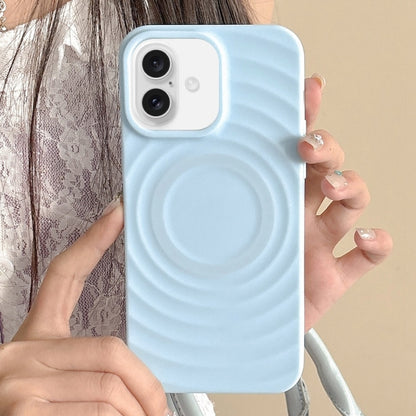 For iPhone 16 Frosted Wave Texture MagSafe Magnetic TPU Phone Case(Blue) - iPhone 16 Cases by PMC Jewellery | Online Shopping South Africa | PMC Jewellery | Buy Now Pay Later Mobicred