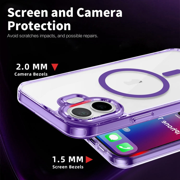 For iPhone 16 Ice Color Magnetic Series Magsafe Magnetic PC Hybrid TPU Phone Case(Purple) - iPhone 16 Cases by PMC Jewellery | Online Shopping South Africa | PMC Jewellery | Buy Now Pay Later Mobicred