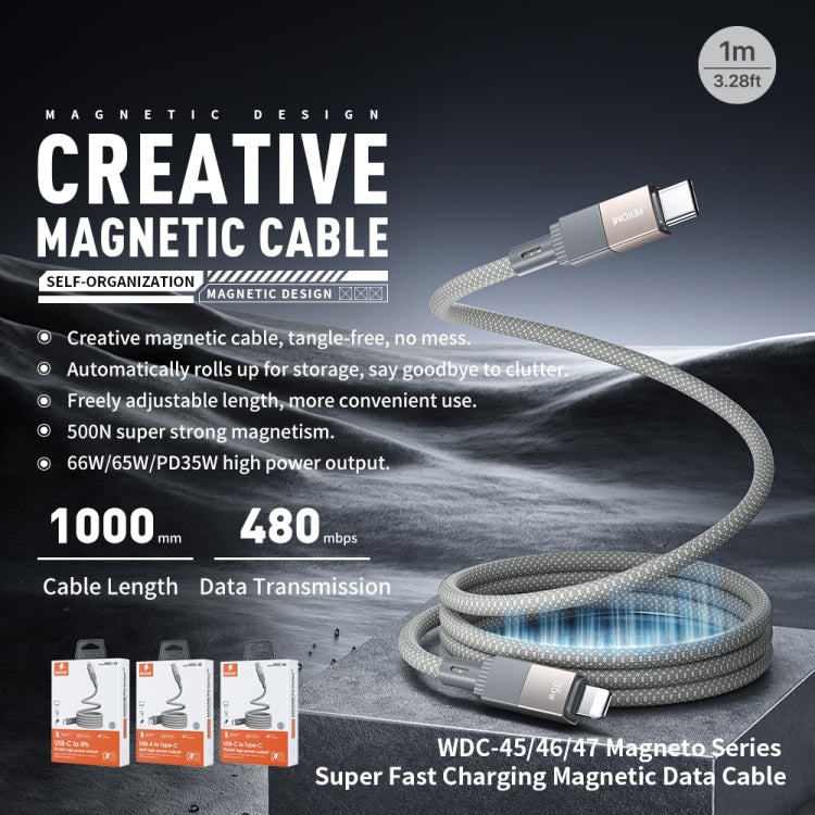 WK WDC-47 Magneto Series 1m PD35W Type-C to 8 Pin Fast Charging Magnetic Data Cable(Grey) - 2 in 1 Cable by WK | Online Shopping South Africa | PMC Jewellery | Buy Now Pay Later Mobicred