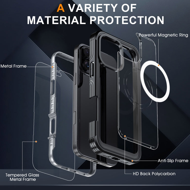 For iPhone 16 Pro RedPepper Tempered Glass MagSafe Phone Case(Dark Blue) - free shipping - PMC Jewellery - Order now!
