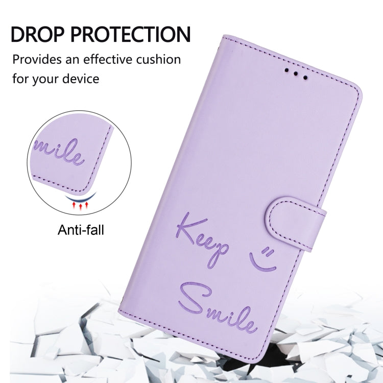 For Redmi K70 Ultra 5G Global Smile Embossing RFID Leather Phone Case(Light Purple) - Xiaomi Cases by PMC Jewellery | Online Shopping South Africa | PMC Jewellery | Buy Now Pay Later Mobicred