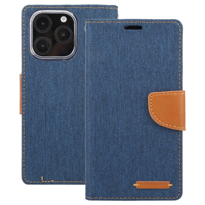 For iPhone 16 Pro GOOSPERY CANVAS DIARY Fabric Texture Flip Leather Phone Case(Navy Blue) - iPhone 16 Pro Cases by GOOSPERY | Online Shopping South Africa | PMC Jewellery | Buy Now Pay Later Mobicred