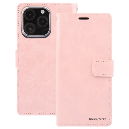 For iPhone 16 Pro GOOSPERY BLUE MOON Crazy Horse Texture Leather Phone Case(Rose Gold) - iPhone 16 Pro Cases by GOOSPERY | Online Shopping South Africa | PMC Jewellery | Buy Now Pay Later Mobicred