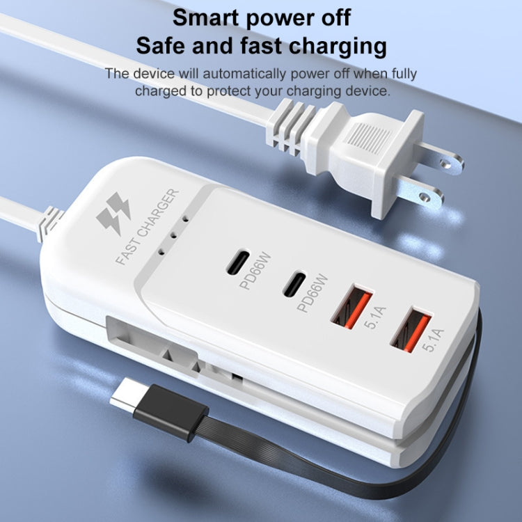 5 in 1 2 x PD 66W, 2 x USB Fast Charger Smart Power Socket, Length:1m(US Plug) - Multifunction Charger by PMC Jewellery | Online Shopping South Africa | PMC Jewellery | Buy Now Pay Later Mobicred