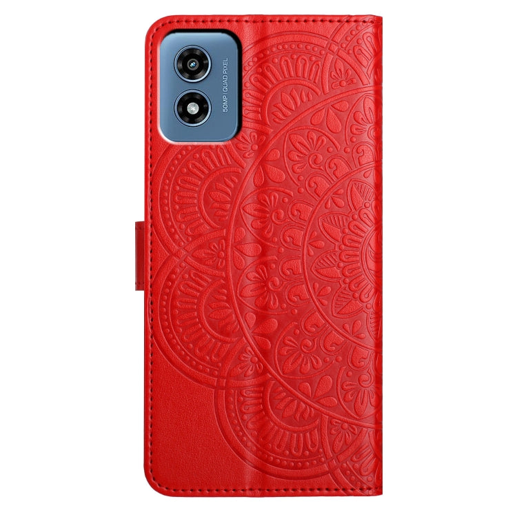 For Motorola Moto G Play 2024 Flower Embossed Leather Phone Case(Red) - Motorola Cases by PMC Jewellery | Online Shopping South Africa | PMC Jewellery | Buy Now Pay Later Mobicred