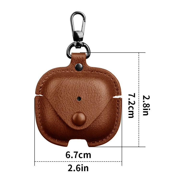 For AirPods 4 Business Leather Earphone Protective Case with Hook(Light Brown) - For AirPods 4 by PMC Jewellery | Online Shopping South Africa | PMC Jewellery | Buy Now Pay Later Mobicred