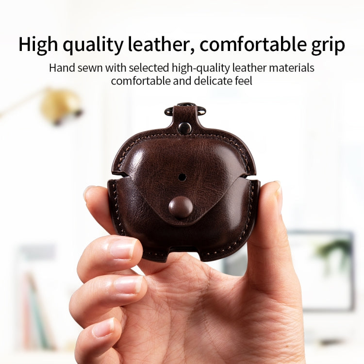 For AirPods 4 Business Leather Earphone Protective Case with Hook(Blue) - free shipping - PMC Jewellery - Order now!