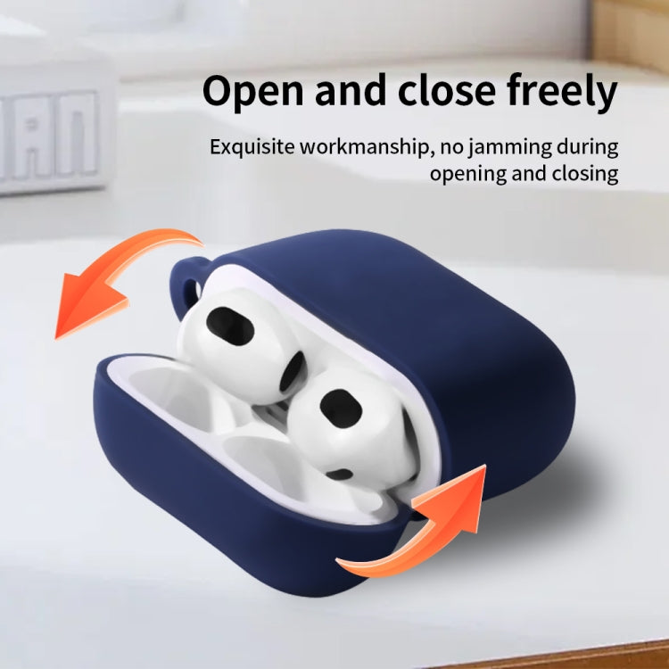 For AirPods 4 Silicone Earphone Protective Case with Hook(Midnight Blue) - For AirPods 4 by PMC Jewellery | Online Shopping South Africa | PMC Jewellery | Buy Now Pay Later Mobicred
