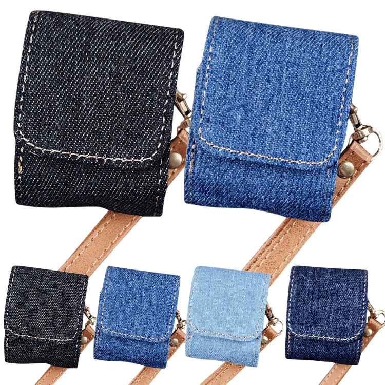 For AirPods 1 / 2 Cowboy Fabric Texture PU Headset Protective Bag(Black) - For AirPods 1/2 by PMC Jewellery | Online Shopping South Africa | PMC Jewellery | Buy Now Pay Later Mobicred
