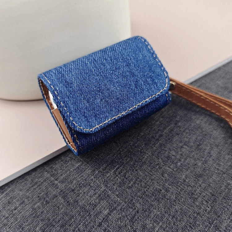 For AirPods Pro Cowboy Fabric Texture PU Headset Protective Bag(Dark Blue) - For AirPods Pro by PMC Jewellery | Online Shopping South Africa | PMC Jewellery | Buy Now Pay Later Mobicred