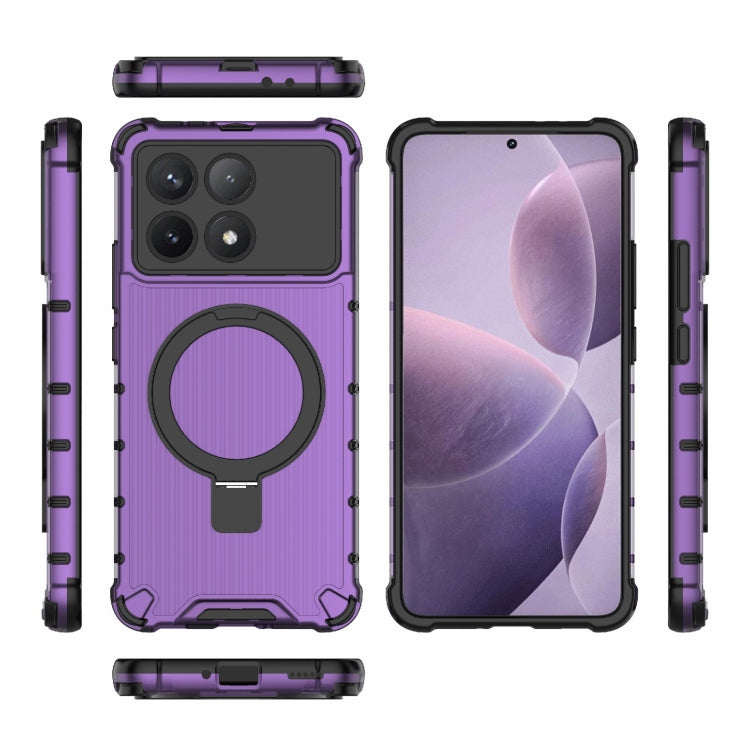 For Redmi K70 5G Grating Holder Shockproof Phone Case(Purple) - K70 Cases by PMC Jewellery | Online Shopping South Africa | PMC Jewellery | Buy Now Pay Later Mobicred