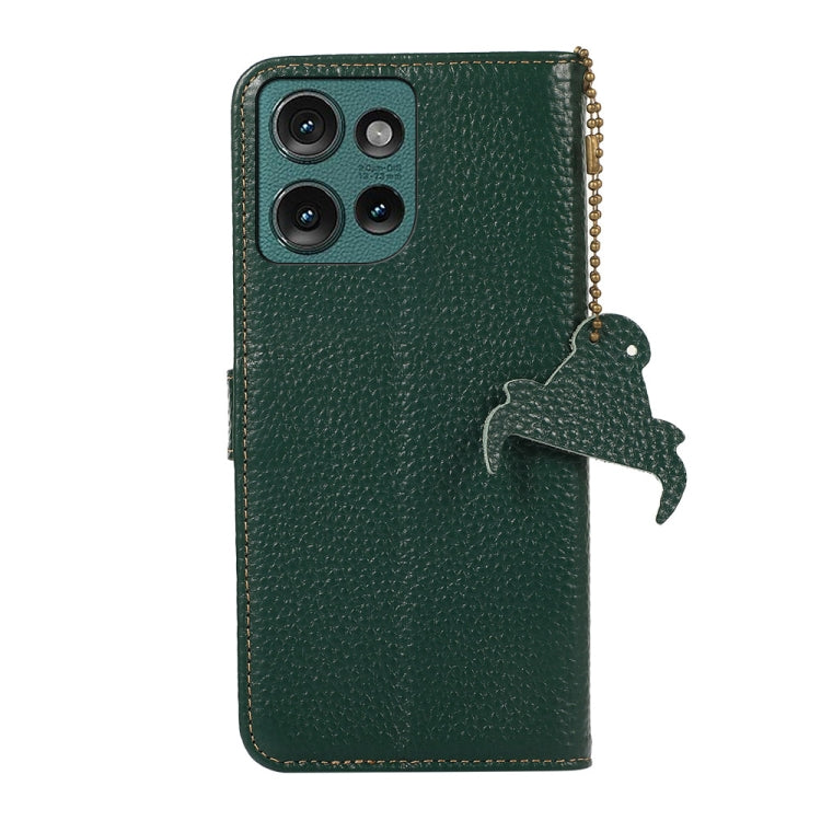 For Motorola Edge 50 Genuine Leather Litchi Texture RFID Leather Phone Case(Green) - Motorola Cases by PMC TechLife | Online Shopping South Africa | PMC TechLife | Buy Now Pay Later Mobicred