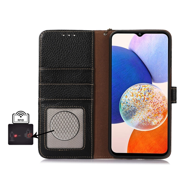 For Motorola Edge 50 Genuine Leather Litchi Texture RFID Leather Phone Case(Black) - free shipping - PMC TechLife - Order now!