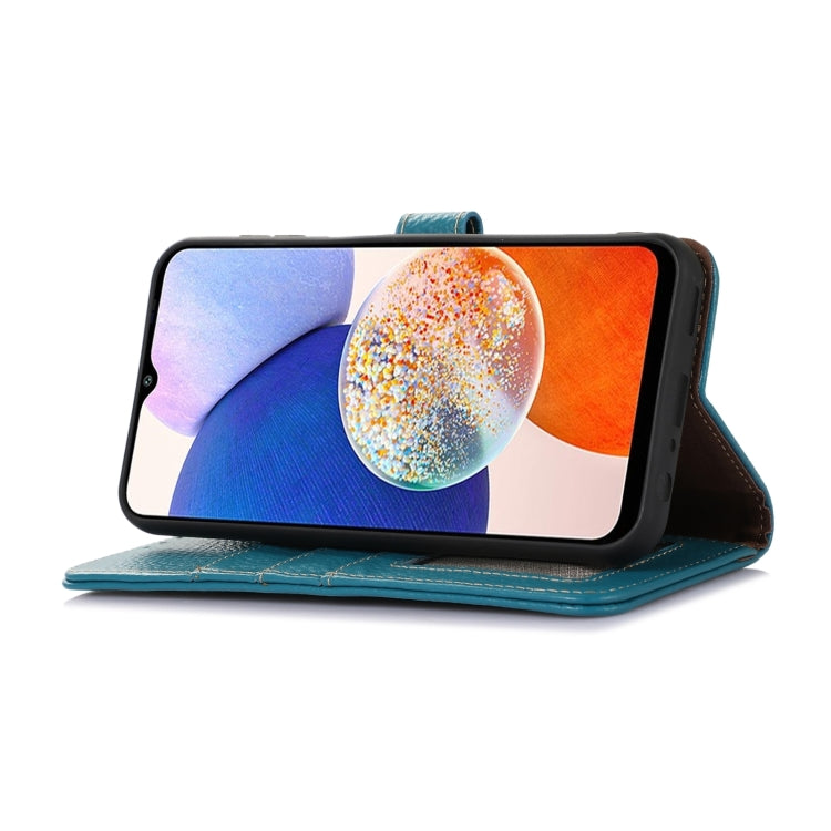 For Motorola Edge 50 Neo Genuine Leather Litchi Texture RFID Leather Phone Case(Blue) - Motorola Cases by PMC TechLife | Online Shopping South Africa | PMC TechLife | Buy Now Pay Later Mobicred