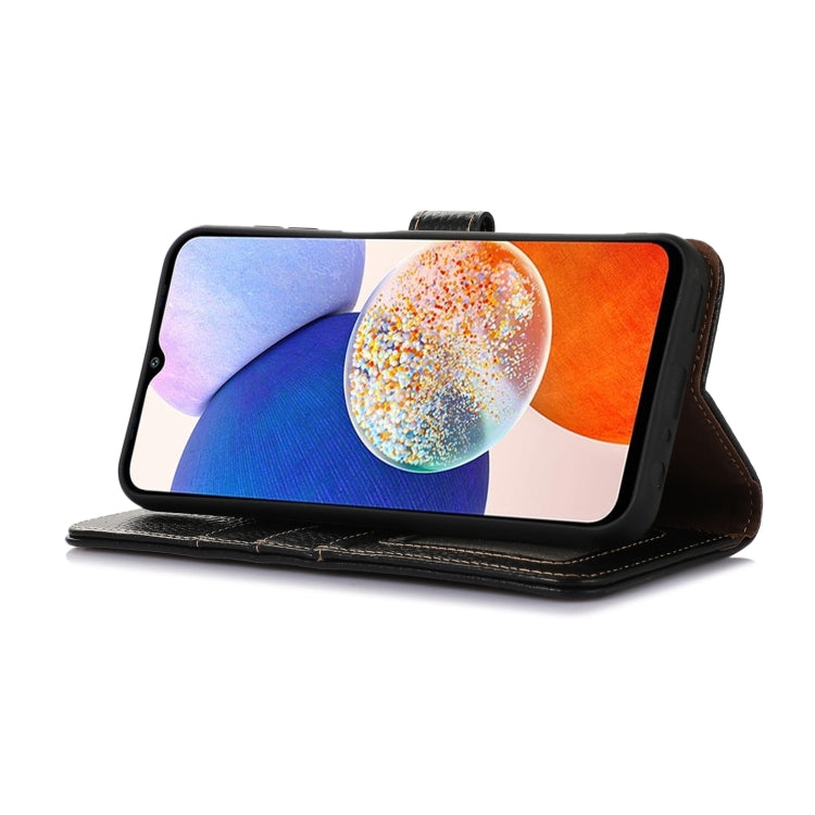For Motorola Edge 50 Neo Genuine Leather Litchi Texture RFID Leather Phone Case(Black) - Motorola Cases by PMC TechLife | Online Shopping South Africa | PMC TechLife | Buy Now Pay Later Mobicred