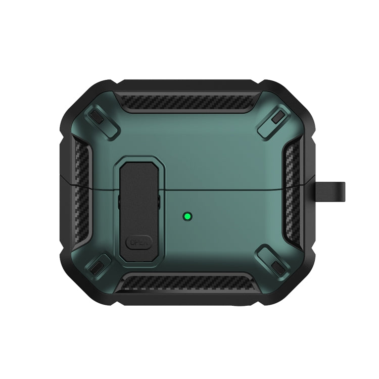 For Samsung Galaxy Buds 3 / 3 Pro Dual-color Earphone Protective Case with Switch & Hook(Black Green) - Samsung Earphone Case by PMC Jewellery | Online Shopping South Africa | PMC Jewellery | Buy Now Pay Later Mobicred