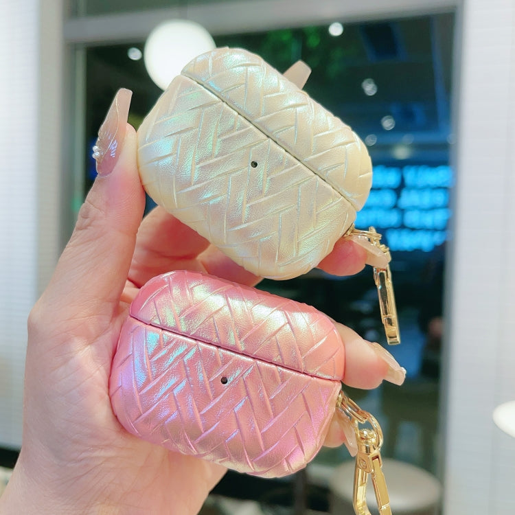 For AirPods 4 Colorful Weaving Texture Earbuds Box PC Case with Hook(Blue) - free shipping - PMC Jewellery - Order now!
