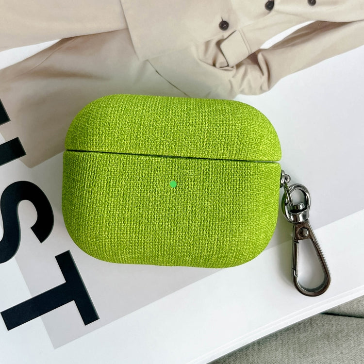 For AirPods Pro 2 Fine Cloth Texture Earbuds Box PC Case with Hook(Green) - For AirPods Pro 2 by PMC Jewellery | Online Shopping South Africa | PMC Jewellery | Buy Now Pay Later Mobicred