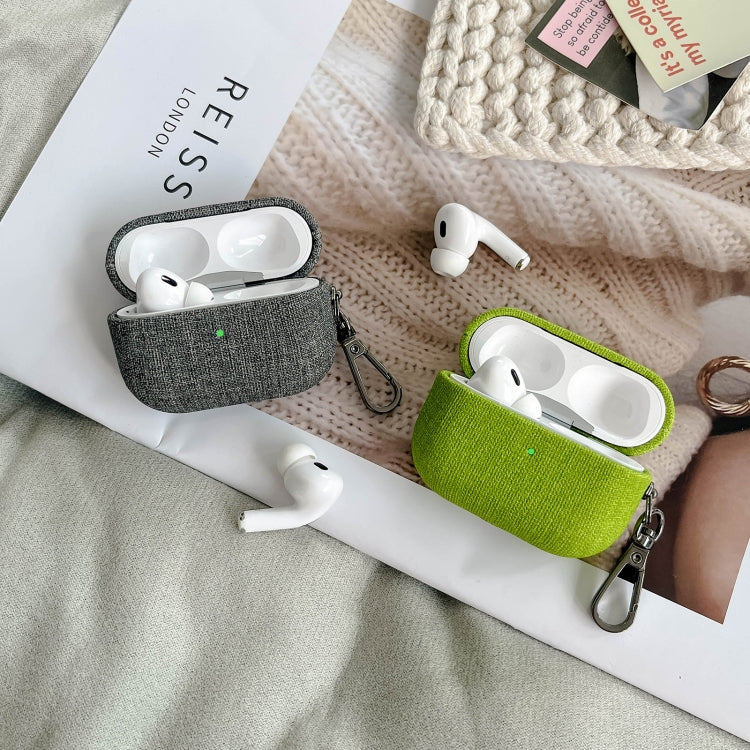For AirPods Pro 2 Fine Cloth Texture Earbuds Box PC Case with Hook(Dark Grey) - For AirPods Pro 2 by PMC Jewellery | Online Shopping South Africa | PMC Jewellery | Buy Now Pay Later Mobicred