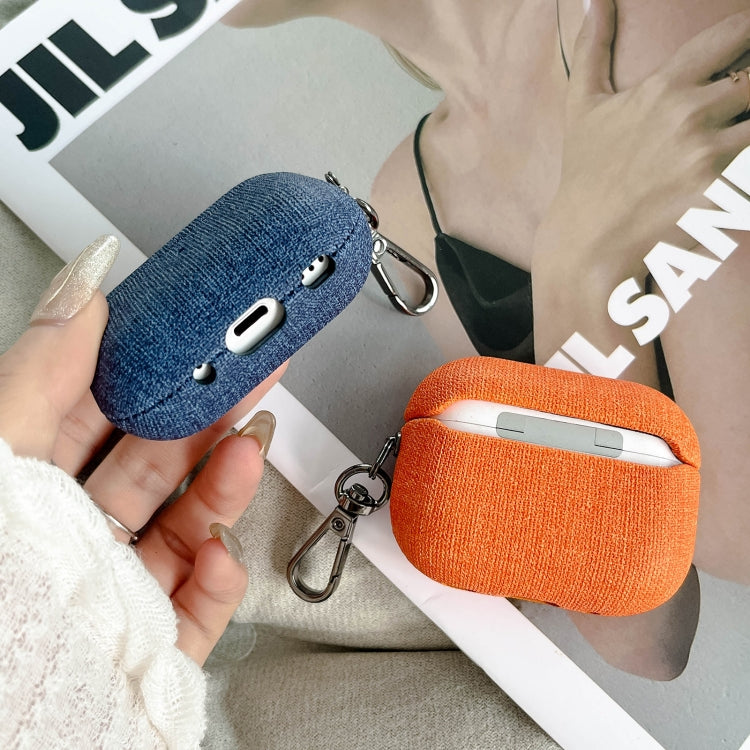 For AirPods 3 Fine Cloth Texture Earbuds Box PC Case with Hook(Grey) - For AirPods 3 by PMC Jewellery | Online Shopping South Africa | PMC Jewellery | Buy Now Pay Later Mobicred
