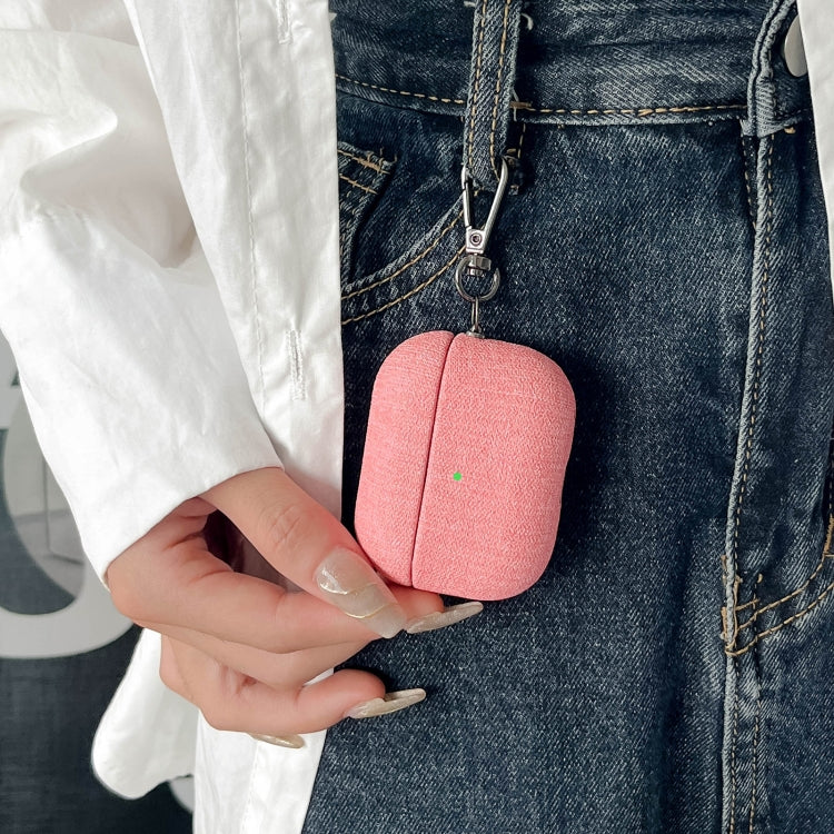 For AirPods Pro 2 Fine Cloth Texture Earbuds Box PC Case with Hook(Pink) - free shipping - PMC Jewellery - Order now!