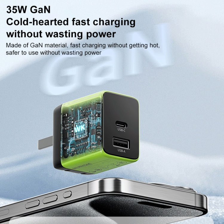 WK WP-U36 35W USB-C / Type-C, USB GaN Fast Charger, Plug Type:UK Plug(Yellow) - USB Charger by WK | Online Shopping South Africa | PMC TechLife | Buy Now Pay Later Mobicred