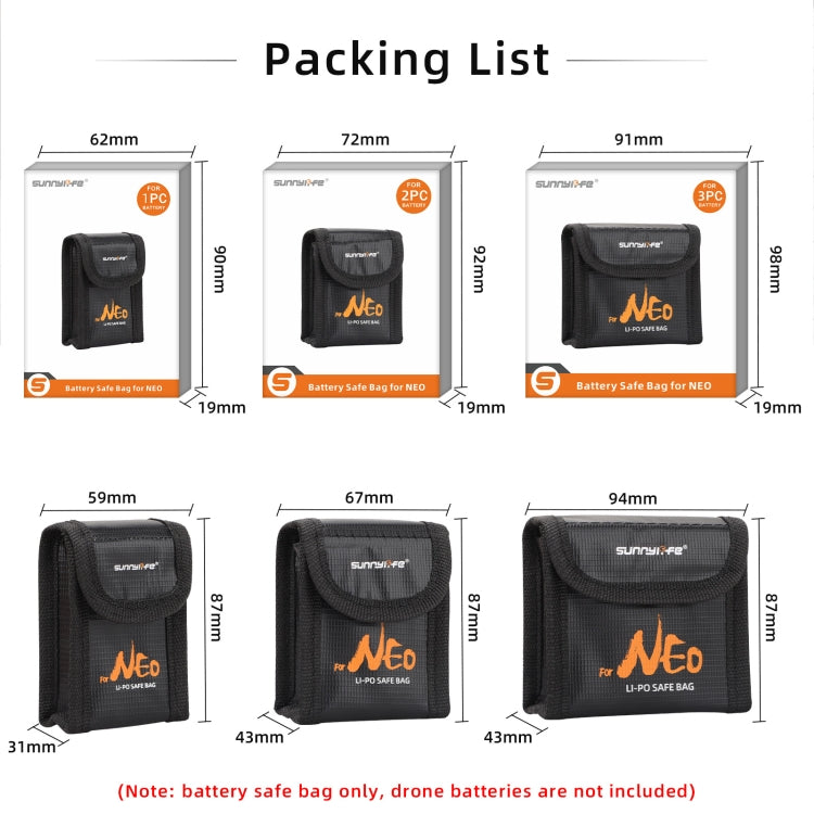 For DJI Neo Sunnylife Battery Explosion-proof Safe Bag Protective Li-Po Safe Bag(For 3pcs Batteries) - free shipping - PMC TechLife - Order now!