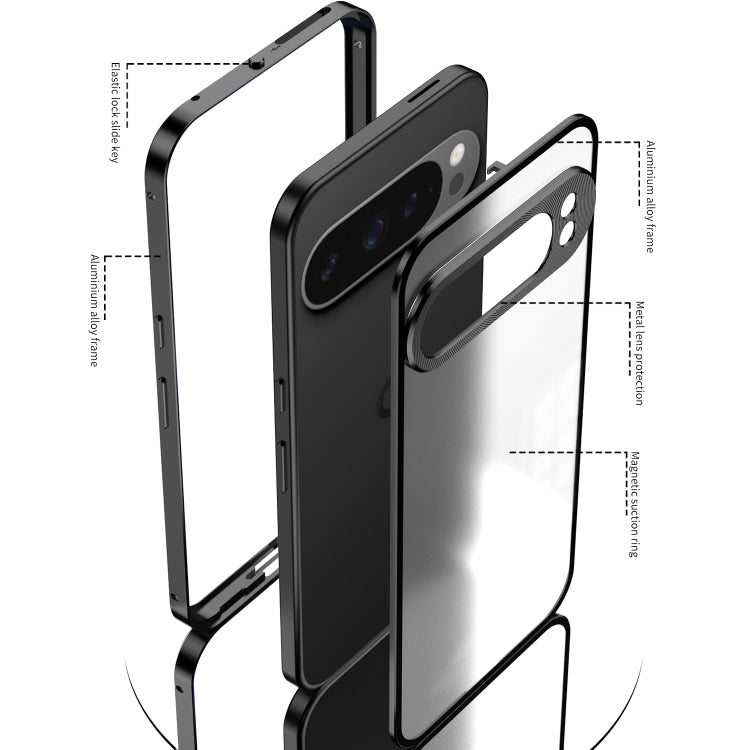 For Google Pixel 9 Pro XL Snap Buckle Metal Frame Frosted Phone Case(Blue) - Google Cases by PMC TechLife | Online Shopping South Africa | PMC TechLife | Buy Now Pay Later Mobicred
