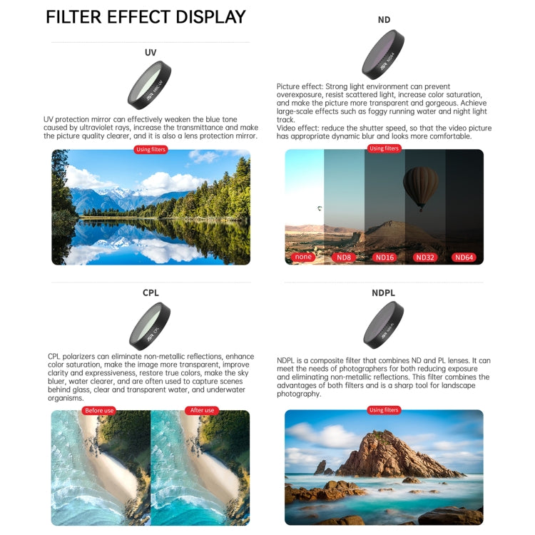 For DJI Neo JSR KB Series Drone Lens Filter, Filter:4 in 1 ND8-64 - free shipping - PMC TechLife - Order now!